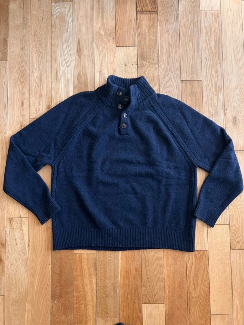 Banana Republic Mens Recycled Wool Sweater Henley Navy‎ Blue Mock Neck Size XL